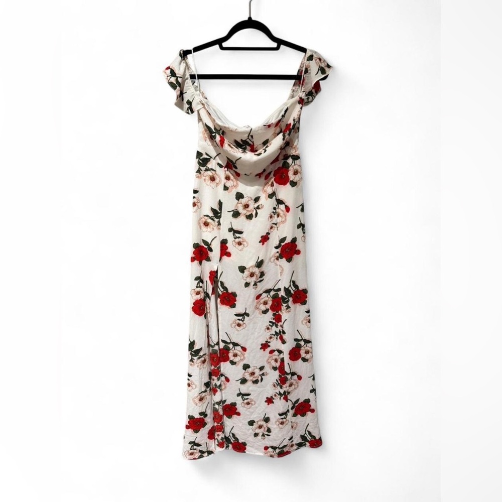 Fashion Nova Floral Maxi Dress - Red and Cream